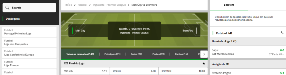 City - Brentford: Betway