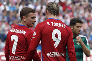 Griezmann e Fernando Torres são as referências ofensivas do Atlético de Madrid.