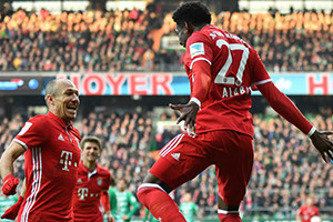 Arjen Robben e Alaba protagonizaram os dois golos da equipa Bávara.